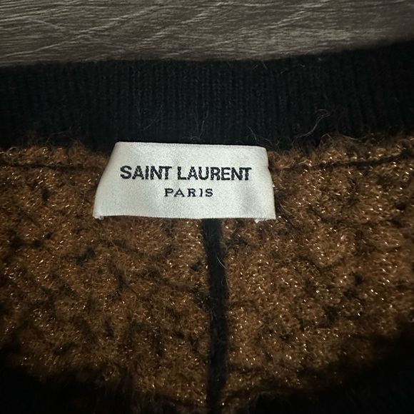Saint Laurent Leopard Print Jacquard Knit Pullover Sweater 180 XXL 2XL RARE SIZE - Picture 2 of 4